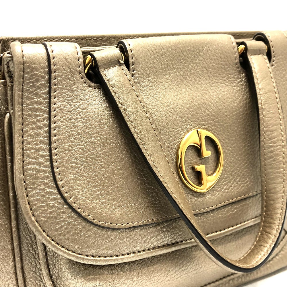 GUCCI Handbag 282481 leather gold GG Double G Detail Women Used Authentic