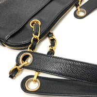 CHANEL Tote Bag Bag Trip Luco co Square Tote Chain Caviar skin black Women Used Authentic