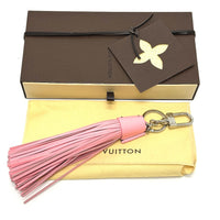LOUIS VUITTON key ring MP1770 leather pink Tassel bag charm Women Used Authentic