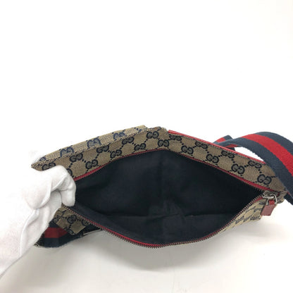 GUCCI Waist bag 28566 GG canvas / leather Red GG/logo Sling bag mens Used Authentic