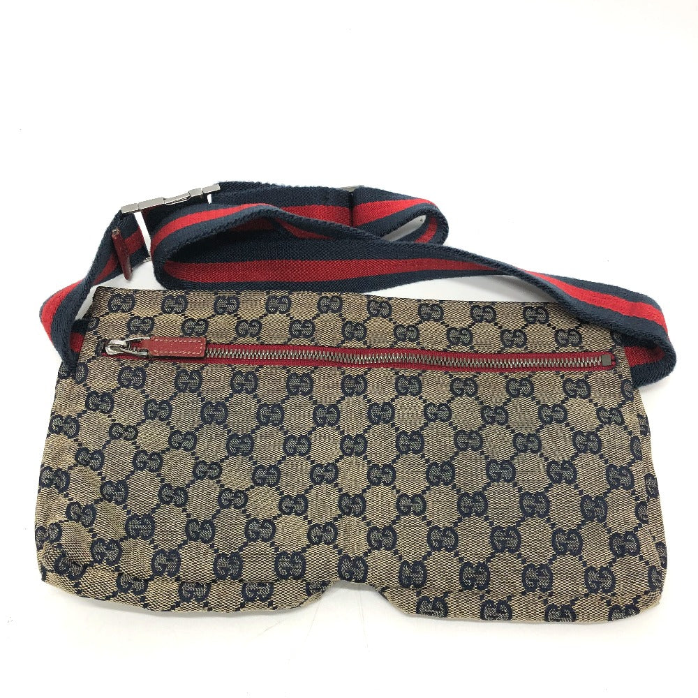 GUCCI Waist bag 28566 GG canvas / leather Red GG/logo Sling bag mens Used Authentic