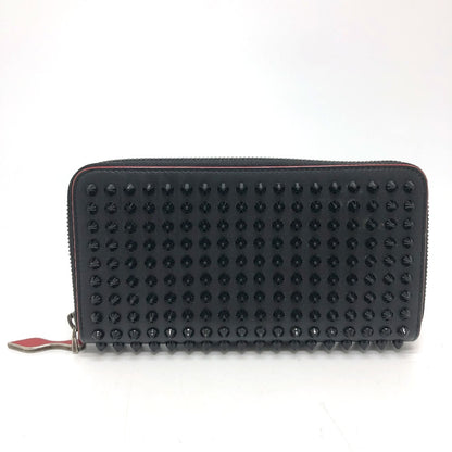 Christian Louboutin Long Wallet Purse leather black Panettone Spike studs mens Used Authentic