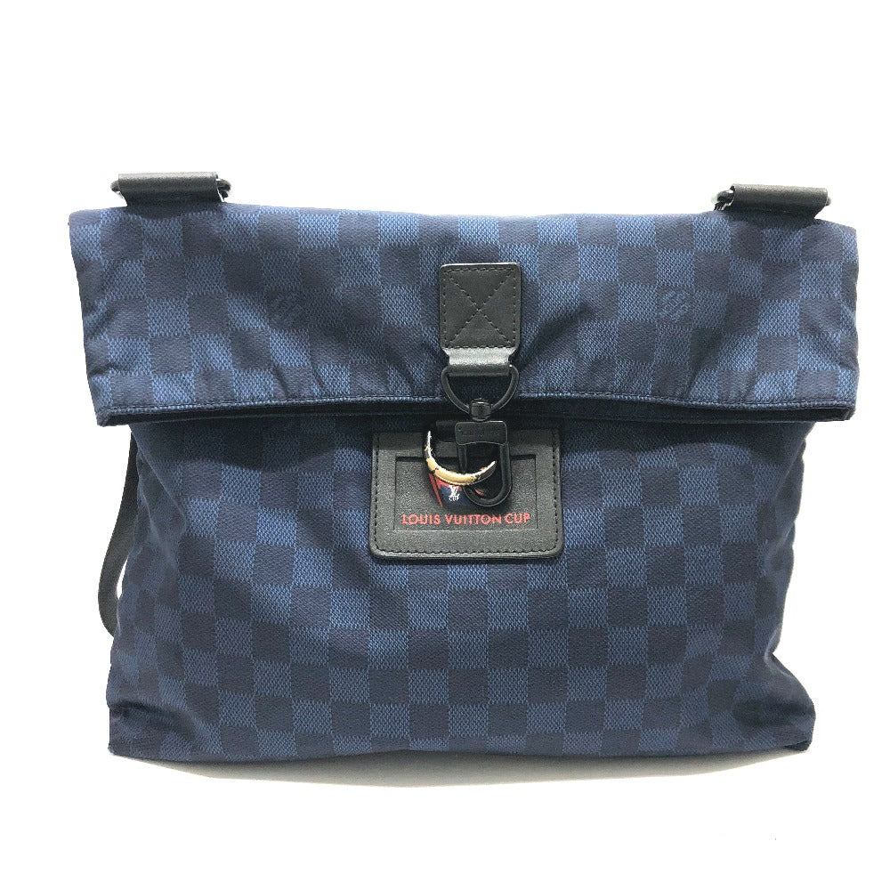 LOUIS VUITTON Shoulder Bag N41251 Nylon Navy Damier Challenge Alize Vuitton Cup mens Used Authentic