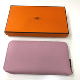 HERMES Long Wallet Purse Zip Around Overall handle Azap long silk in Epsom Pink Women Used Authentic