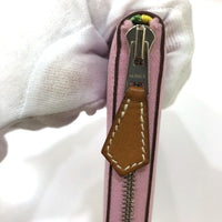 HERMES Long Wallet Purse Zip Around Overall handle Azap long silk in Epsom Pink Women Used Authentic