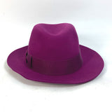 HERMES hat hat hat ribbon Silk in Long Brim Wool / Cotton purple Women Used Authentic