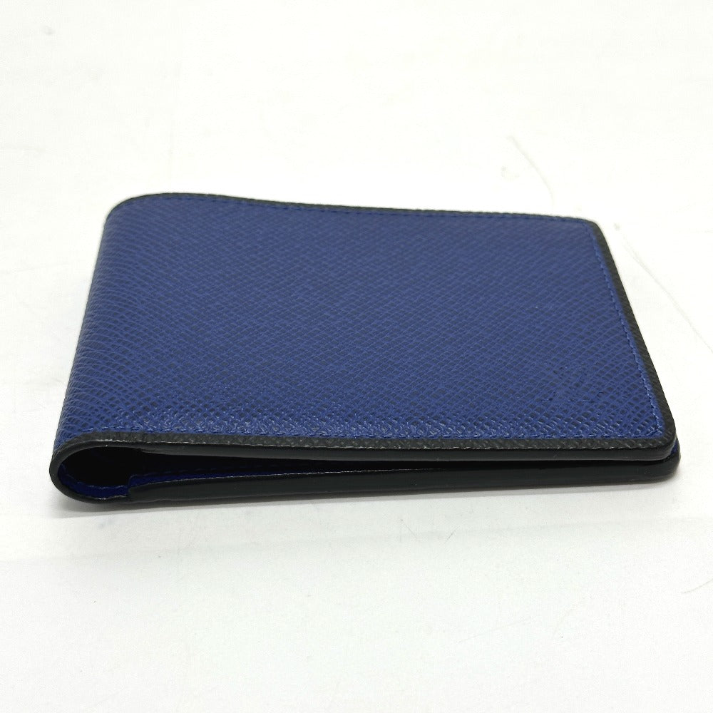 LOUIS VUITTON Folded wallet M30565 Taiga Leather blue Taiga Portefeuille mens Used Authentic