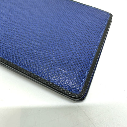 LOUIS VUITTON Folded wallet M30565 Taiga Leather blue Taiga Portefeuille mens Used Authentic