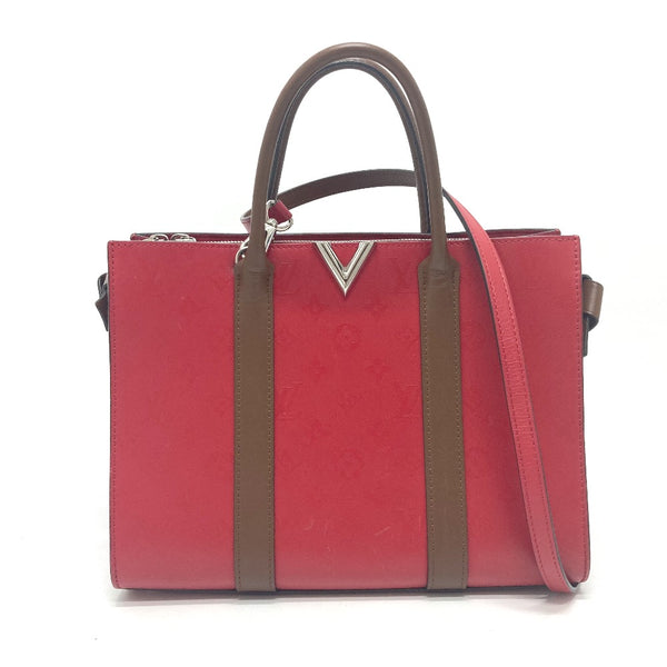 LOUIS VUITTON Tote Bag 2WAY Monogram Very Tote MM leather M42889 Red Women Used Authentic