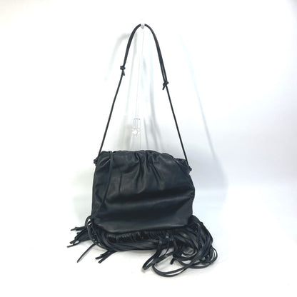 BOTTEGAVENETA Shoulder Bag 630363 leather black The fringe pouch Women Used Authentic