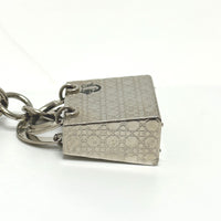 Christian Dior key ring Bag charm Lady Dior metal Silver Women Used Authentic