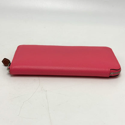 HERMES Long Wallet Purse Epsom pink Azap long silk in Women Used Authentic