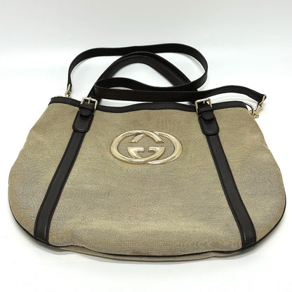 GUCCI Tote Bag 290832 Canvas / leather beige GG logo Women Used Authentic