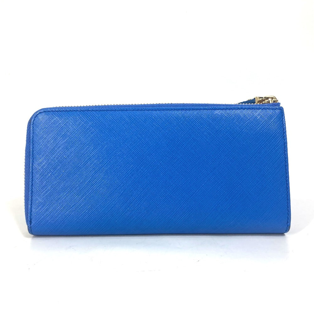 Salvatore Ferragamo Long Wallet Purse 22-C124 leather blue Vala Vala Ribbon Women Used Authentic