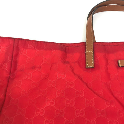 GUCCI Tote Bag 286198 Nylon Red GG pattern Large tote Women Used Authentic