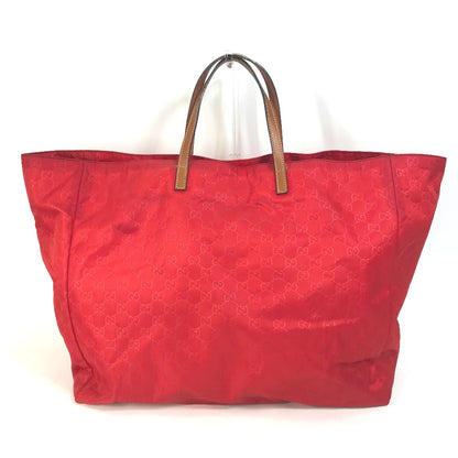 GUCCI Tote Bag 286198 Nylon Red GG pattern Large tote Women Used Authentic