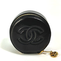 CHANEL jewelry case pouch ring case ring COCO Mark CC accessory case lambskin A02786 black Women Used Authentic