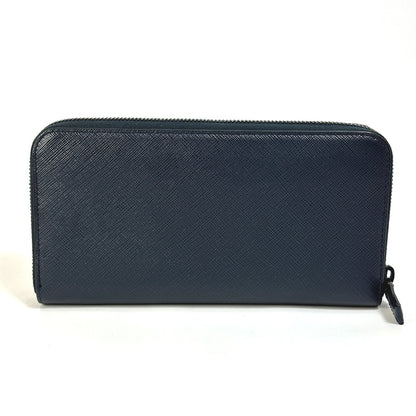 PRADA Long Wallet Purse 2ML317 saffiano leather Navy logo gradient Zip Around mens Used Authentic