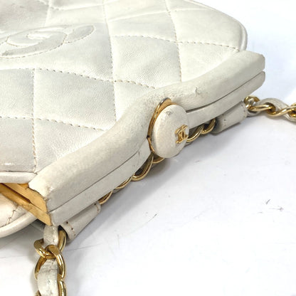 CHANEL Waist bag lambskin white COCO Mark CC Matrasse quilting Women Used Authentic