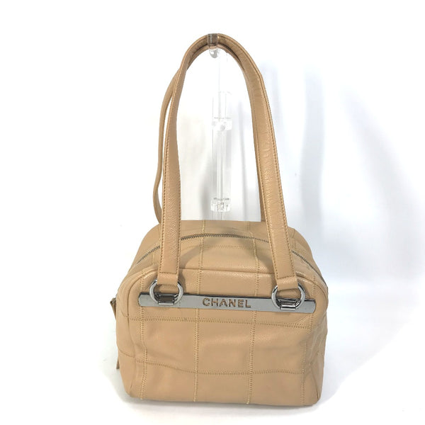 CHANEL Handbag Tote Bag Shoulder Bag Shoulder Bag chocolate bar quilting lambskin beige Women Used Authentic
