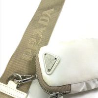 PRADA Shoulder Bag Chain with crossbody pouch triangle logo triangle logo plate Re-Edition 2005 Nylon 1BH204 white Women Used Authentic