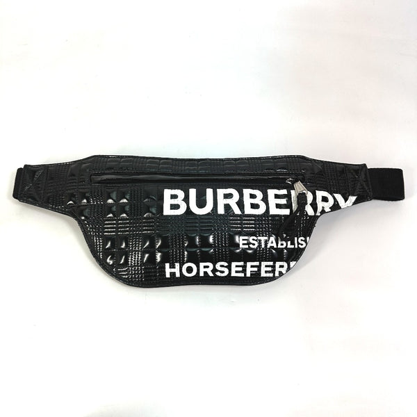 BURBERRY body bag Cross waist bag logo BRUMMELL horse ferry HOSEFEY enamel enamel leather 8028160 black mens Used Authentic