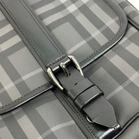 BURBERRY Shoulder Bag Crossbody bag flap check Messenger PVC / Leather gray mens Used Authentic