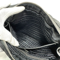 PRADA Handbag Chain Triangle logo Nylon 1BH910 black Women Used Authentic