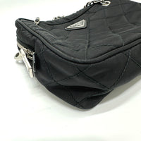 PRADA Handbag Chain Triangle logo Nylon 1BH910 black Women Used Authentic