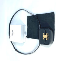 CELINE Shoulder Bag Micro bag bag Crossbody Pochette mini triomphe leather black Women Used Authentic