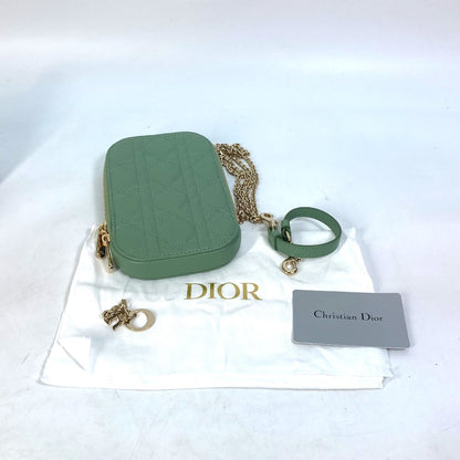 Christian Dior Shoulder Bag S0872ONMJ_M59H leather green cannage phone case Lady Dior LADY DIOR phone holder