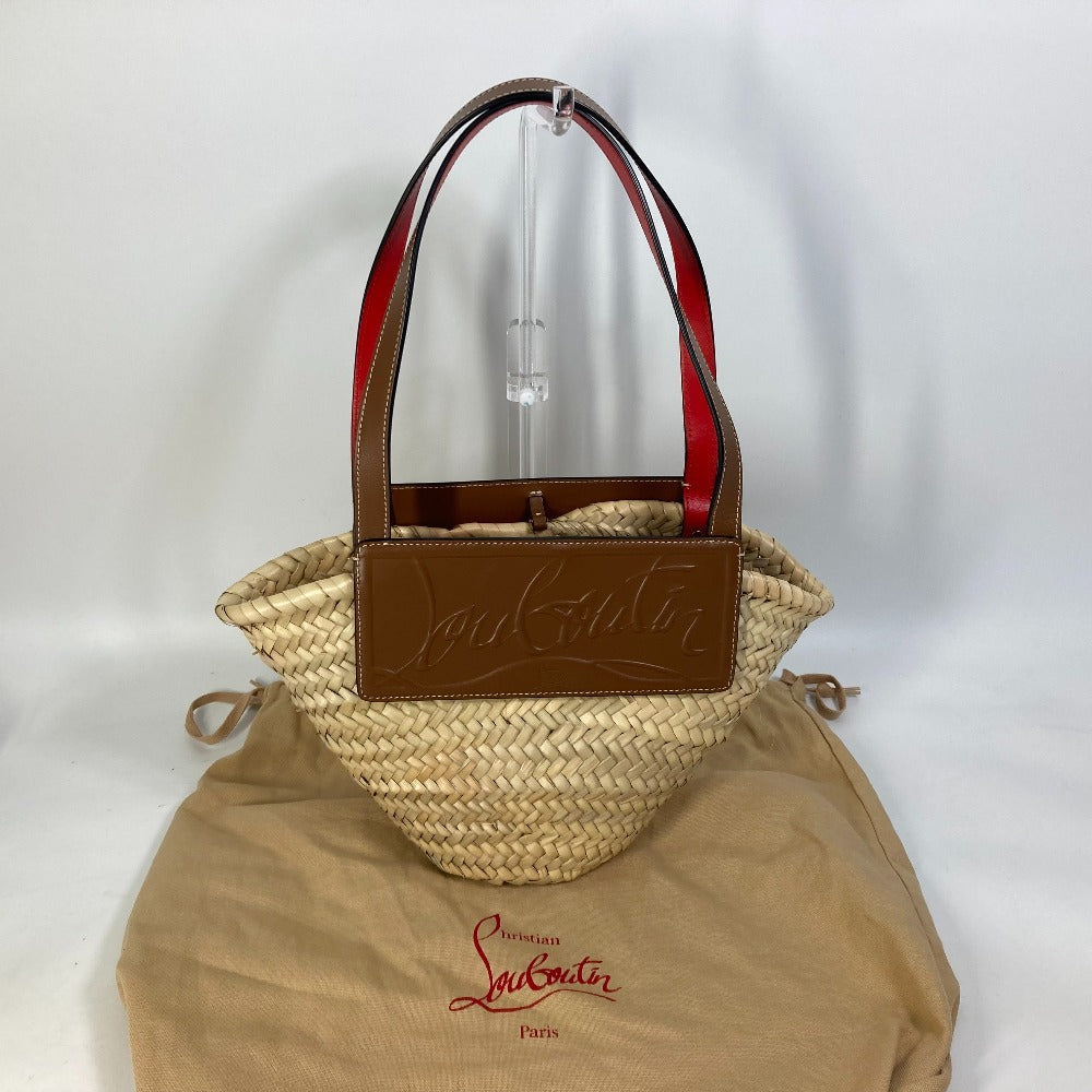 Christian Louboutin Handbag 1215226 Raffia leather beige basket bag basket bag basket Women Used Authentic