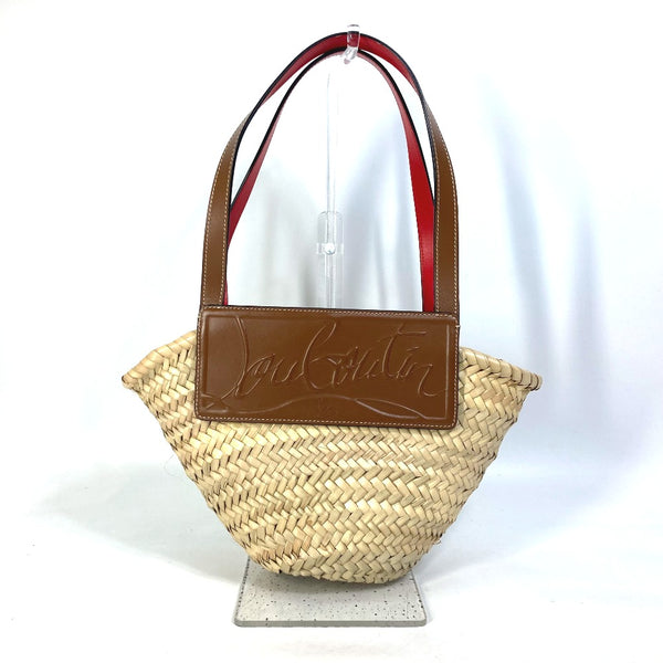 Christian Louboutin Handbag Tote Bag Shoulder Bag basket bag basket bag basket Raffia leather 1215226 beige Women Used Authentic