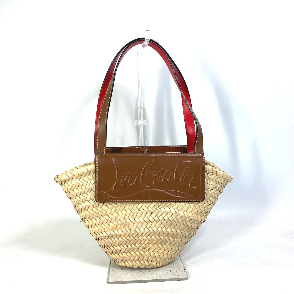 Christian Louboutin Handbag 1215226 Raffia leather beige basket bag basket bag basket Women Used Authentic