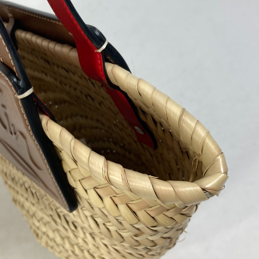 Christian Louboutin Handbag 1215226 Raffia leather beige basket bag basket bag basket Women Used Authentic