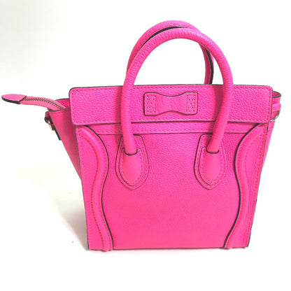 CELINE Handbag 189243 leather pink Tote Bag Bag Crossbody luggage nano shopper Women Used Authentic