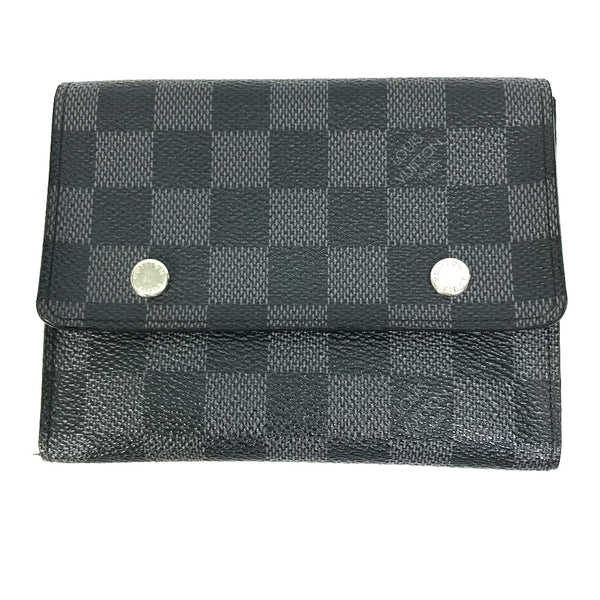 LOUIS VUITTON Folded wallet N63083 Damier Grafitto Canvas black Damier Grafitte Portefeuille Compact Modular mens Used Authentic