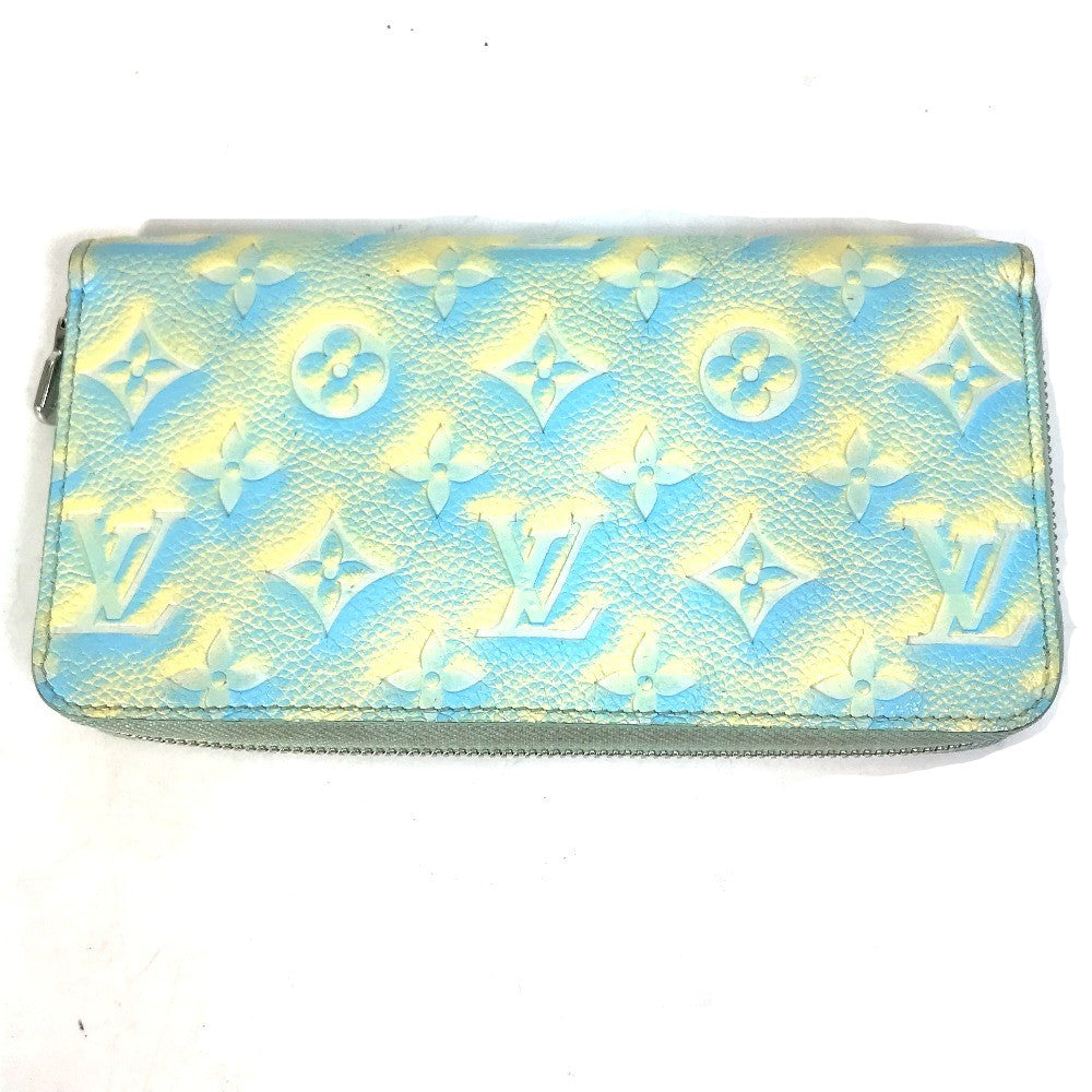 LOUIS VUITTON Long Wallet Purse M81466 Monogram Ann Platt Leather yellow Monogram Ann Platt Zippy wallet Women Used Authentic