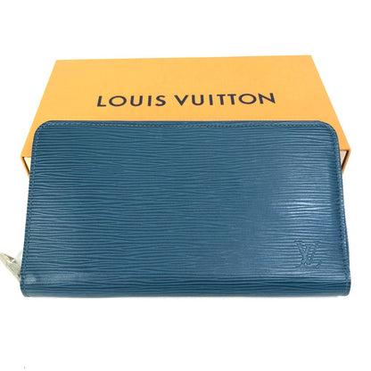 LOUIS VUITTON Long Wallet Purse M60619 Epi Leather Navy Epi Zippy Organizer mens Used Authentic