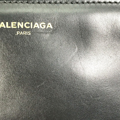 BALENCIAGA Clutch bag 347238 Leather, Mouton Black White logo