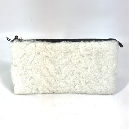 BALENCIAGA Clutch bag 347238 Leather, Mouton Black White logo