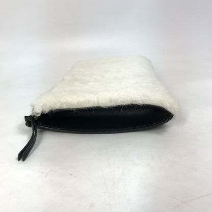 BALENCIAGA Clutch bag 347238 Leather, Mouton Black White logo