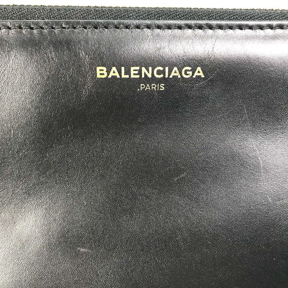 BALENCIAGA Clutch bag 347238 Leather, Mouton Black White logo