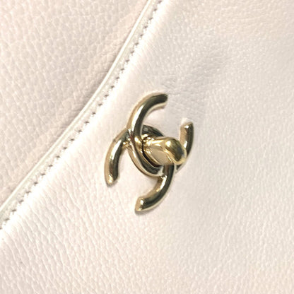 CHANEL Handbag leather beige CC COCO Mark Bicolor Neo Executive Women Used Authentic