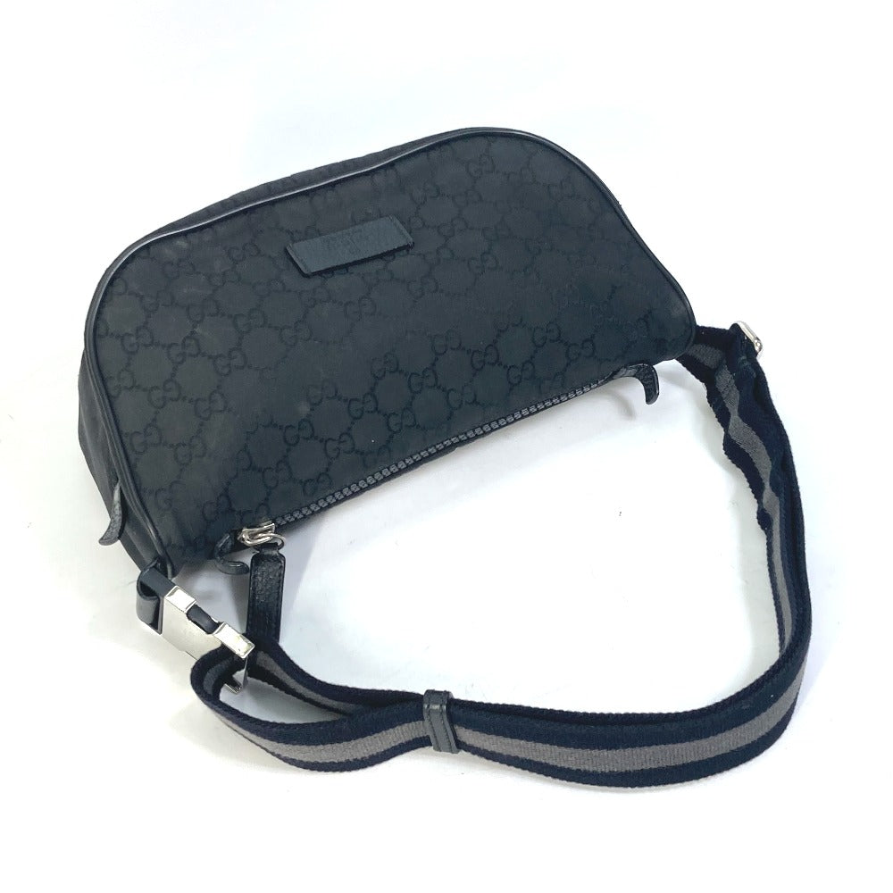 GUCCI Waist bag 509643 Nylon black GG belt bag Sling bag mens Used Authentic