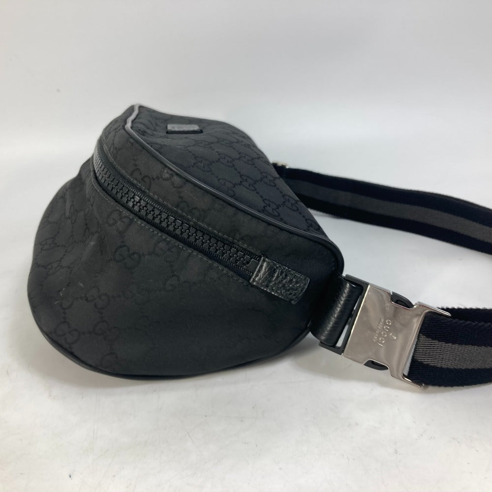 GUCCI Waist bag 509643 Nylon black GG belt bag Sling bag mens Used Authentic