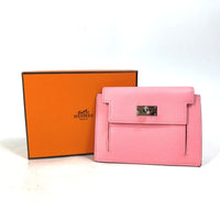 HERMES Coin case Coin Pocket Wallet Kelly pocket compact Wallet Epsom pink Women Used Authentic