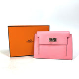 HERMES Coin case Coin Pocket Wallet Kelly pocket compact Wallet Epsom pink Women Used Authentic