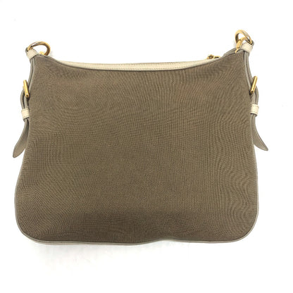 PRADA Shoulder Bag BT0706 Canvas / leather beige logo Jacquard Women Used Authentic