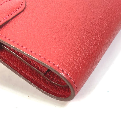 HERMES Trifold wallet Shave Red Kelly wallet medium Women Used Authentic